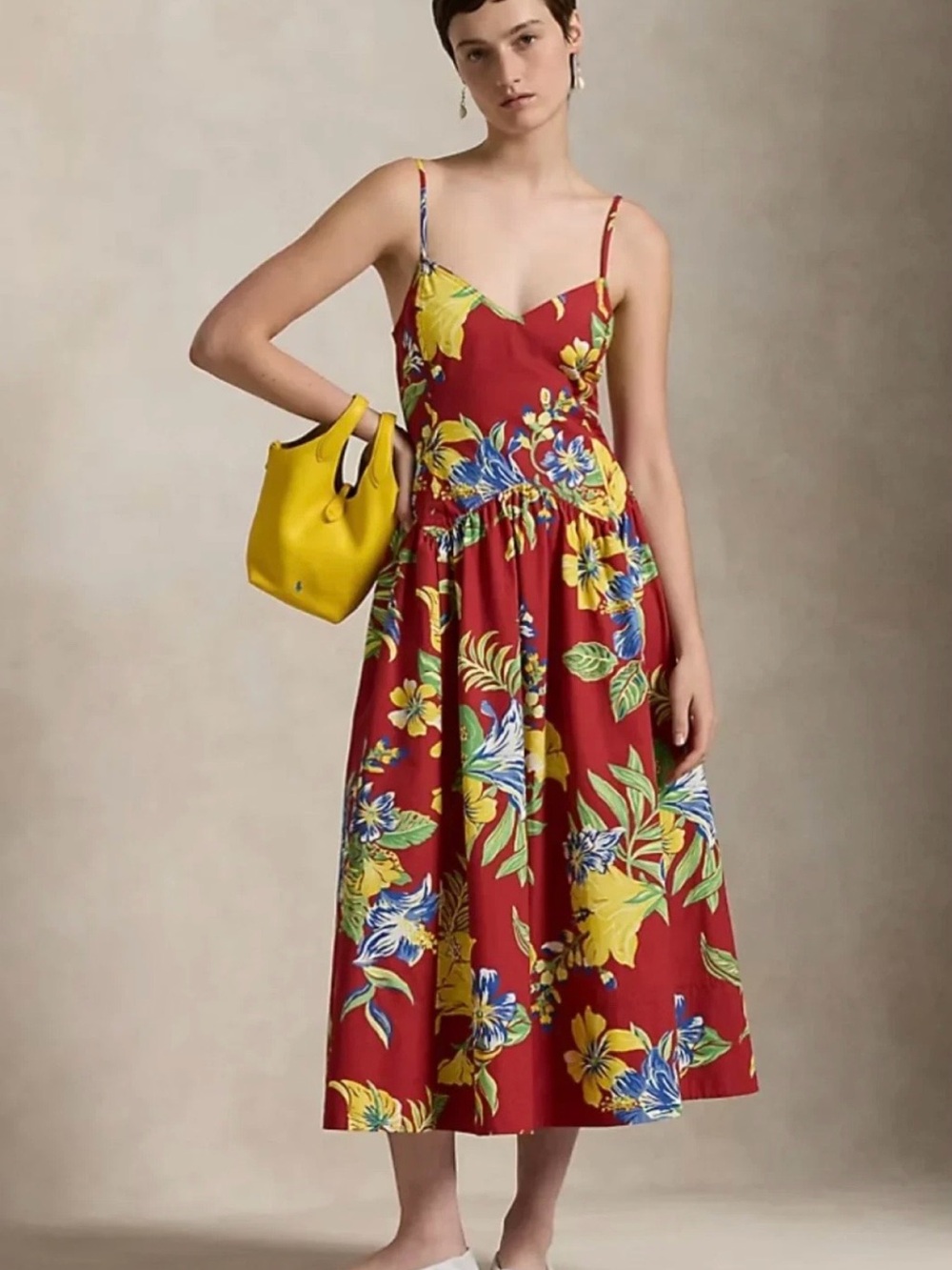 NWT POLO RALPH LAUREN SPAGHETTI STRAP SEXY RED FLORAL PRINTED DRESS size 4